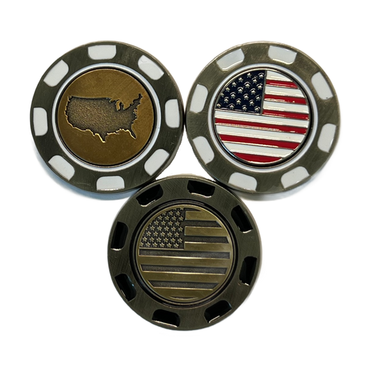 Metal Poker Chip With USA Ball Markers