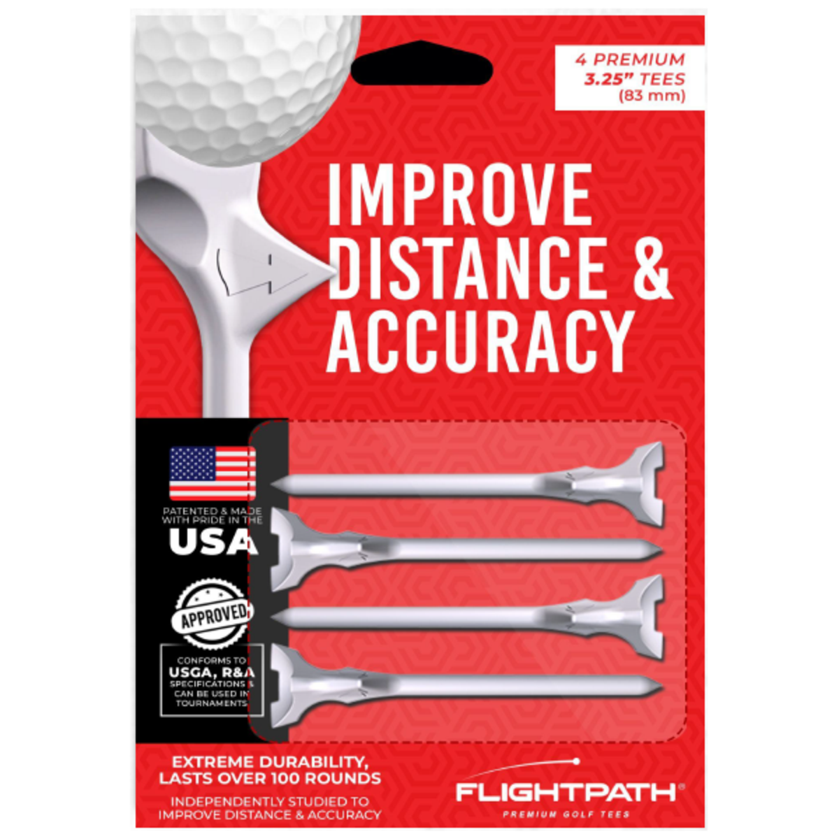 Flightpath Golf Tees 4-pack, 3.25"