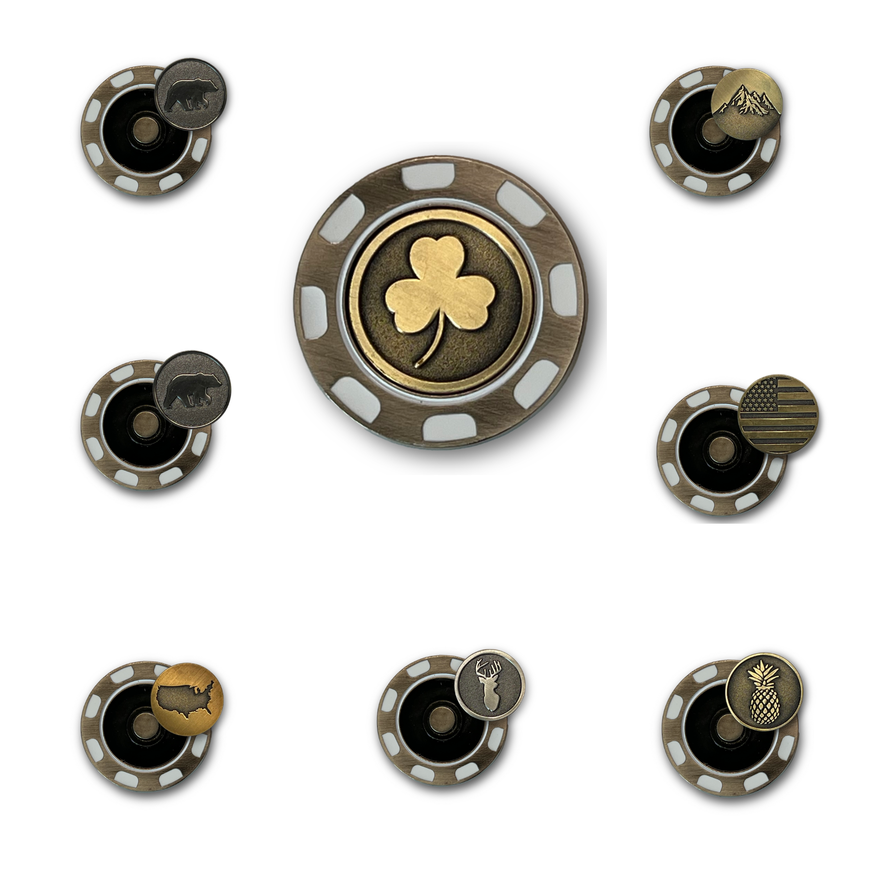 Metal Poker Chip w/Removable Ball Marker