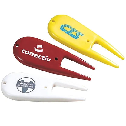 Plastic Double Prong Divot Tool with Custom Printing