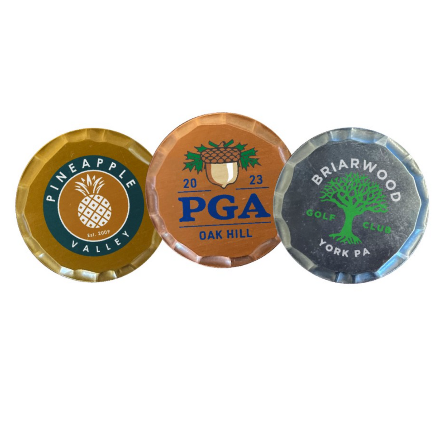 Hammered Metal Ball Markers with full color logo